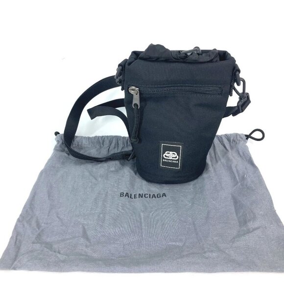 BALENCIAGA 618193 Bottle Holder Drawstring Bag logo Crossbody Pochette Unused - Picture 6 of 15